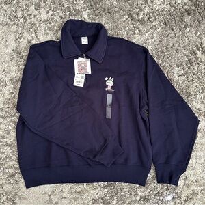Uniqlo Women's Half Zip Sweatshirt | Navy Blue | Size L | Labubu
